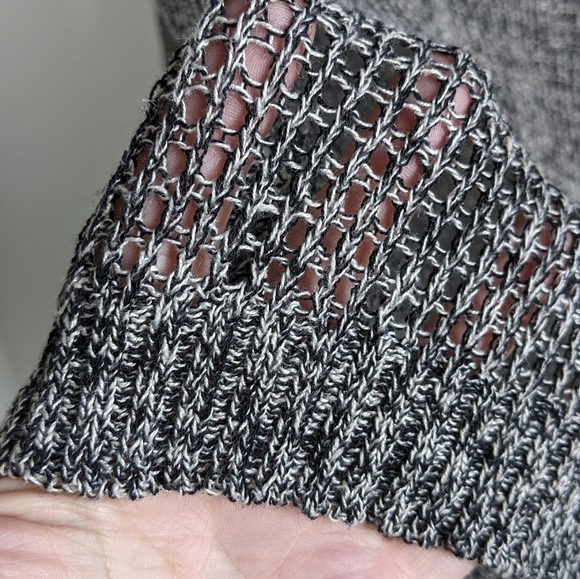 𝅺Eileen Fisher Black Open Weave Sweater M Slouchy Langenlook Layers Sheer - Picture 9 of 12